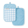Gingham Pot Holder Set - Blue Velvet, 2-Pack, 7" x 10"