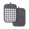 Gingham Pot Holder Set - Charcoal Grey, 2-Pack, 7"x10"