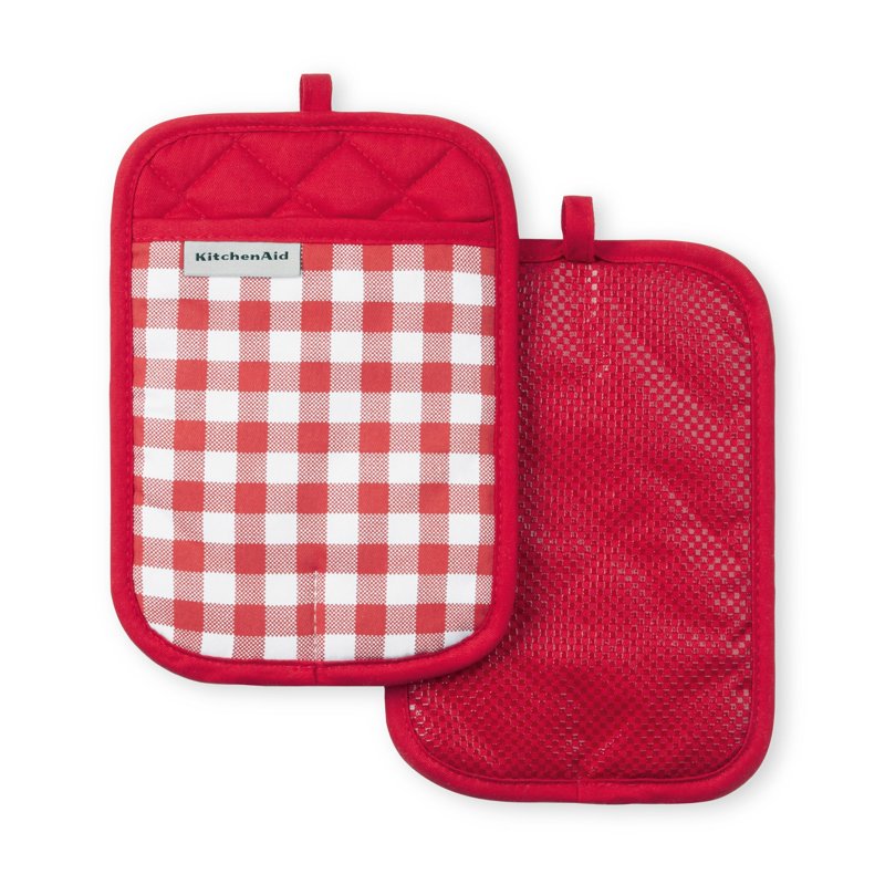 Pot Holder Set - 2-Pack Gingham in Passion Red, 7"x10"