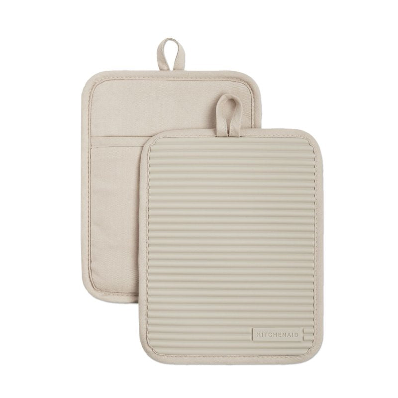 Silicone Pot Holder Set - Heat Resistant, Waterproof - Milkshake Tan, Set of 2