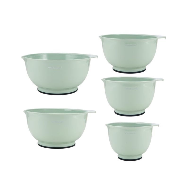 Plastic Mixing Bowls Set of 5 with Non-Slip Base - Pistachio