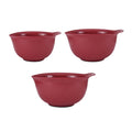 3-Piece Red Mixing Bowl Set - Plastic, Non-Slip Base