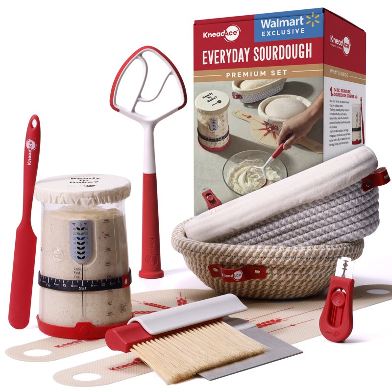Premium Sourdough Starter Kit - 34 oz Jar, 9 Piece Set