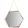 12-Inch Rose Gold Hexagon Wall Mirror with Detachable Chain - Modern Decor