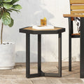 Acacia Wood Outdoor Side Table - Teak & Black Hexagonal Design