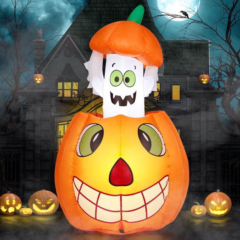 3ft Halloween Inflatable Pumpkins and Ghost with LED Lights Outdoor Decor