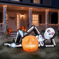 7FT Inflatable Skeleton with Pumpkin - Halloween Yard Decoration with LED Lights