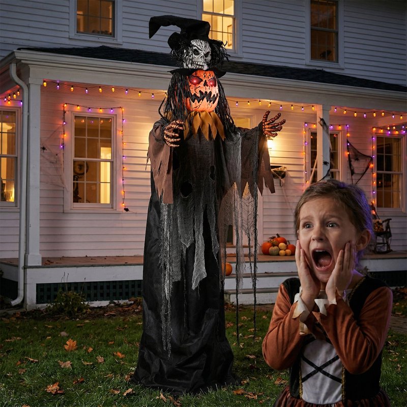 Ktaxon Halloween Animatronic Pumpkin Skull Head Decoration - Spooky Outdoor Yard Halloween Decor
