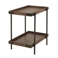 27" Rustic Industrial Side Table with Shelf - Oak & Metal