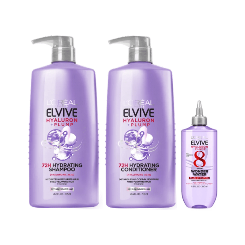 Hyaluronic Acid Hydrating Hair Care Set: Shampoo, Conditioner & Wonder Water