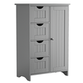 Bathroom Storage Cabinet with 4 Drawers and Cupboard - Gray