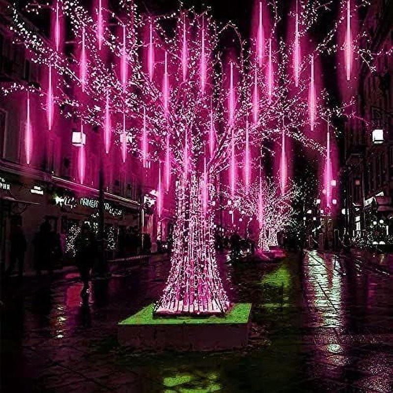 Pink 30cm Meteor Rain String Lights Solar Outdoor Christmas Wedding Decor