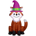 Halloween Fox Inflatable Yard Decor with Witch Hat - 4Ft, Indoor & Outdoor