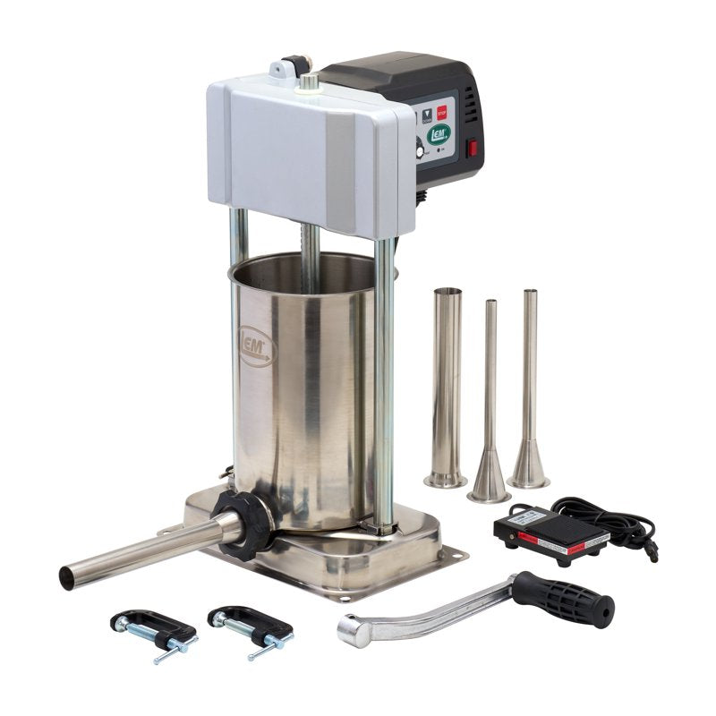 10 lb Vertical Motorized Sausage Stuffer - Stainless Steel Heavy-Duty