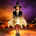Girls Halloween Witch Costume Dress with Hat and Bag - 10-11 Years, Black