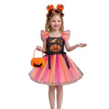 Multicolour Girls Halloween Costume Dress with Accessories for 9-10 Years - Princess Pumpkin Theme