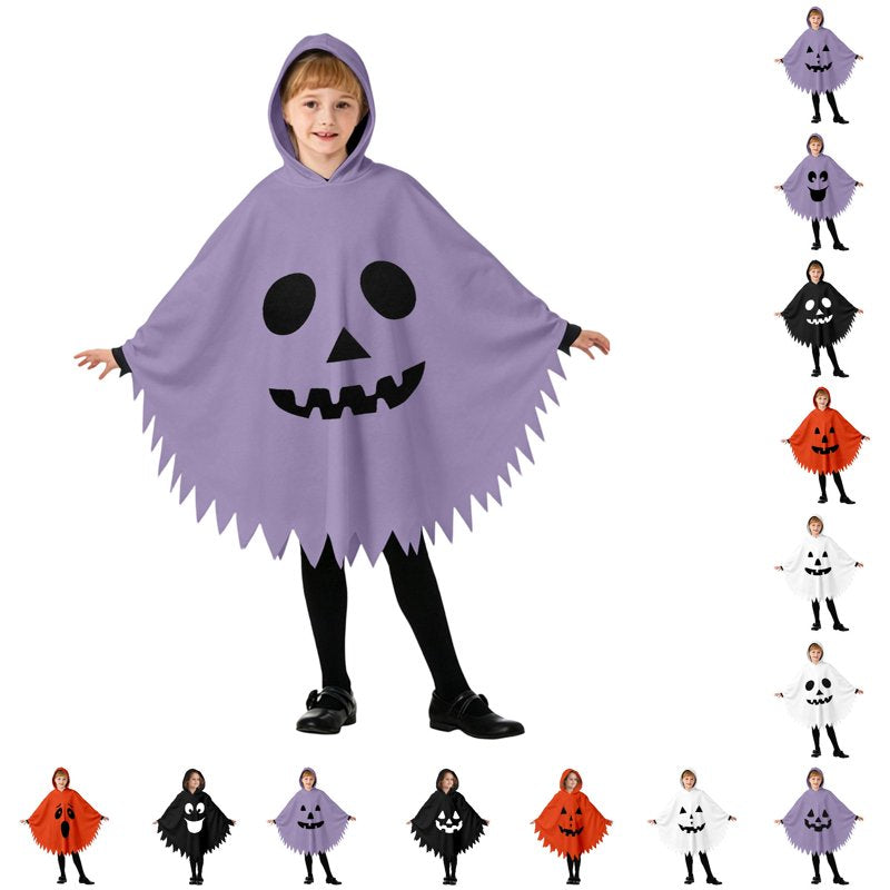 Kids Ghostface Halloween Cape Dress - Unisex Hooded Costume for 10-12 Years, Purple Fancy Dress