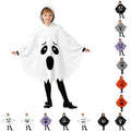 Kids Ghost Face Hooded Cape Costume - Unisex Halloween Dress Up, 10-12 Years - White
