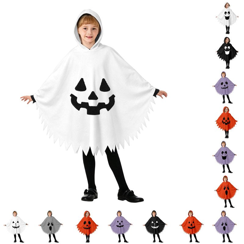 Kids Halloween Ghost Face Cape Costume - White, 3-4 Years - Unisex