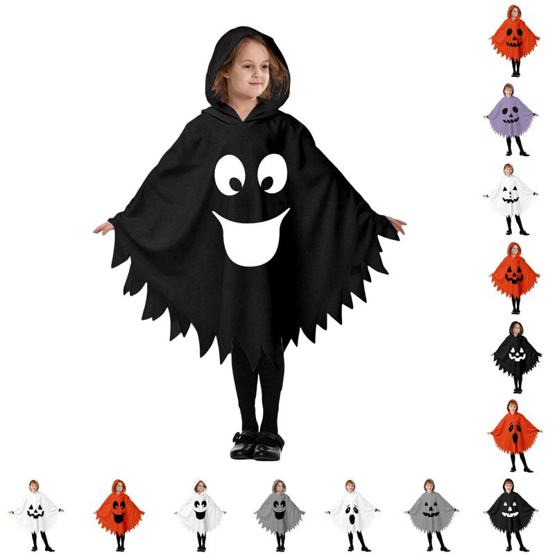 Kids Ghostface Halloween Costume Cape - Unisex Hooded Dress Up Outfit for Ages 4-6, Black Fancy Dress