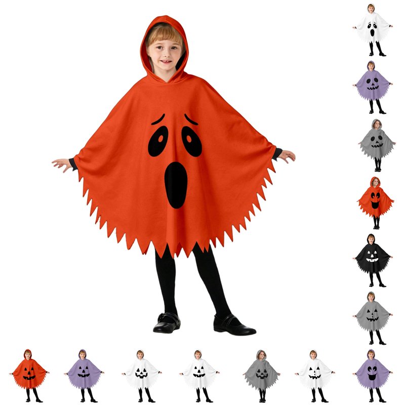 Kids Halloween Costume Ghostface Hooded Cape Dress Up Clothes - Orange, 4-6 Years (Fancy-Dress Costumes)