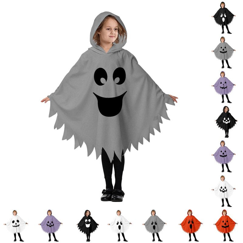 Kids Ghost Face Costume Cape Unisex Halloween Dress Up 4-6 Years Grey Fancy-Dress