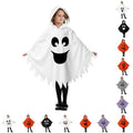 Kids Halloween Costume Ghost Face Cape - Unisex Hooded Dress Up, White, 7-9 Years