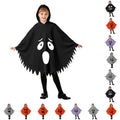 Kids Ghostface Costume Cape for Halloween - Unisex Hooded Dress-Up (Black, 7-9 Years) - Fancy Dress