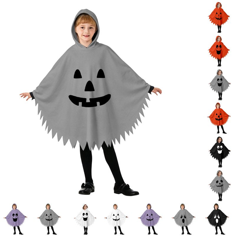 Kids Ghostface Costume Cape Unisex Hooded Dress Up Cloak for 7-9 Years - Grey-D Fancy Dress