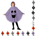 Kids Halloween Ghostface Costume Cape with Hood - Unisex Dress Up Clothes for 7-9 Years, Purple