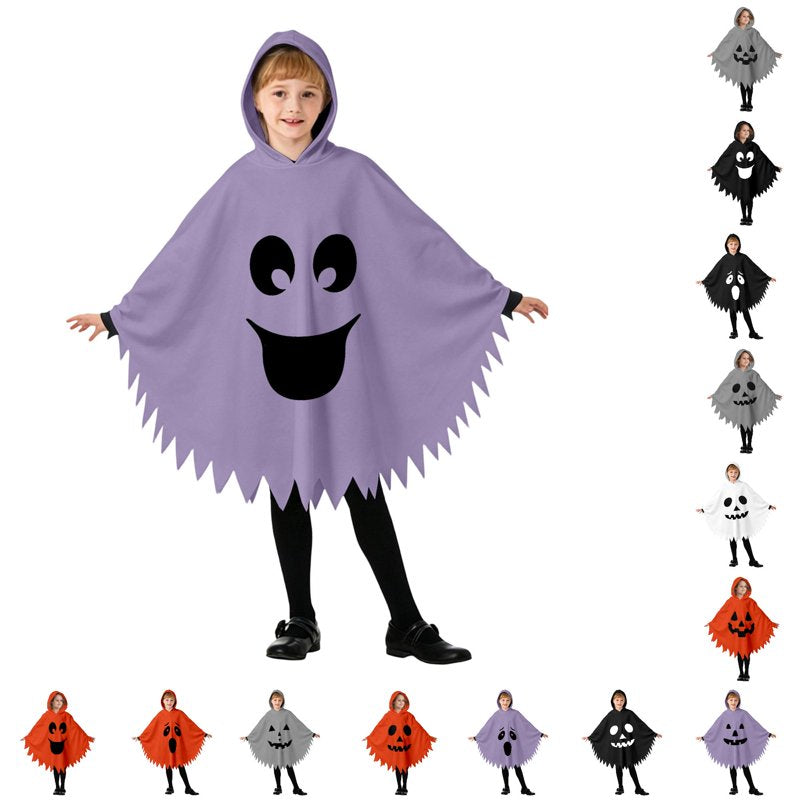 Kids Halloween Ghostface Costume Cape with Hood - Unisex Dress Up Clothes for 7-9 Years, Purple