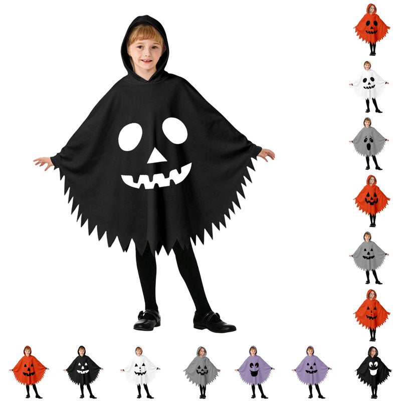 Kids Ghostface Costume Cape for Halloween - Unisex Hooded Dress Up, 7-9 Years, Black & Fancy Dress