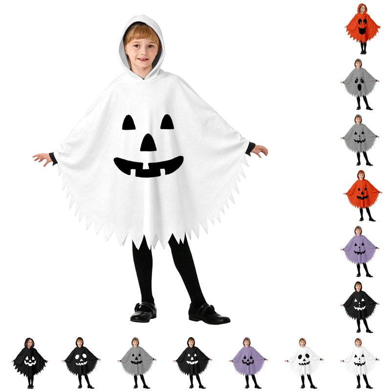 Kids Halloween Costume Hooded Ghostface Cape - White Fancy Dress 7-9 Years