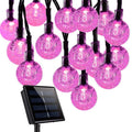 12M Pink Solar Crystal Ball String Lights Waterproof 8 Mode Globe Fairy Lights