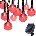 22M 200LED Solar Crystal Ball String Lights Waterproof 8 Mode Globe Fairy Lights - Red