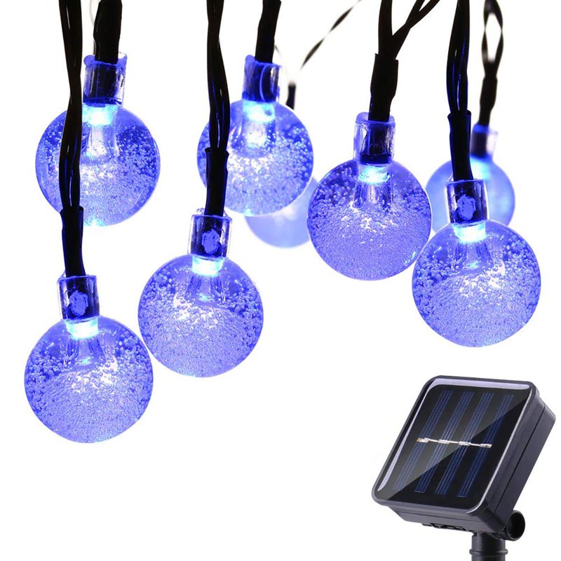 22M Blue Solar Crystal Ball String Lights Waterproof LED Globe Fairy Lights - 8 Modes