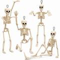 Halloween Skeleton Decorations 4 Pack, 16 Inch Posable Hanging Skeletons for Haunted House & Yard Decor