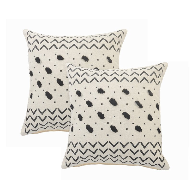 Distressed Handwoven Tribal Cotton Throw Pillow Set - 20 inch Brown & Black