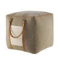 Lr Home Medium Taupe Bordered Indoor Square Pouf - 20x20x20 Inch