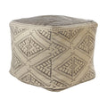 Lr Home Medium Tribal Square Pouf - Gray, 20x20x20 Inches