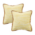 20x20 Inch Decorative Throw Pillow Set - Golden Yellow and White, Jute Border