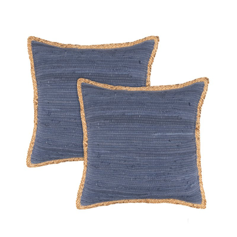 20-Inch Navy Decorative Throw Pillow Set of 2 with Jute Border