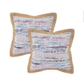 Pastel 20x20 Inch Jute Border Striped Cotton Blend Decorative Throw Pillow Set - LR Home