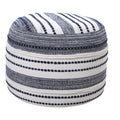 Navy Blue Indoor Pouf Ottoman - 14x18 Inch Round Cushions for Living Room & Bedroom - Sturdy Cotton, Supportive EPS Filling, Handcrafted