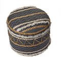 Multicolor Over-Tufted Round Indoor Pouf Ottoman - 18x18x14 Inches