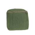 Green Square Braided Cotton and Jute Pouf Ottoman 18 Inch