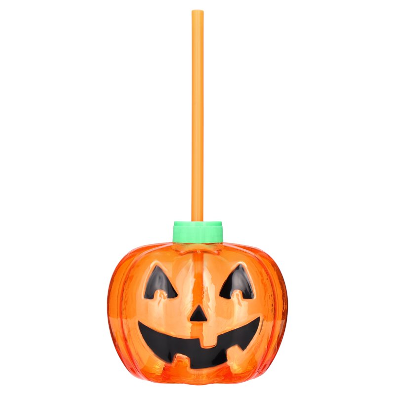 Light-Up Jack-o'-Lantern Tumbler - Halloween Reusable Drinkware with LED Light, 15.9 oz