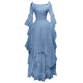 Sky Blue Maxi Dress for Women Long Sleeve Floor Length Plus Size Cosplay Dress XXL