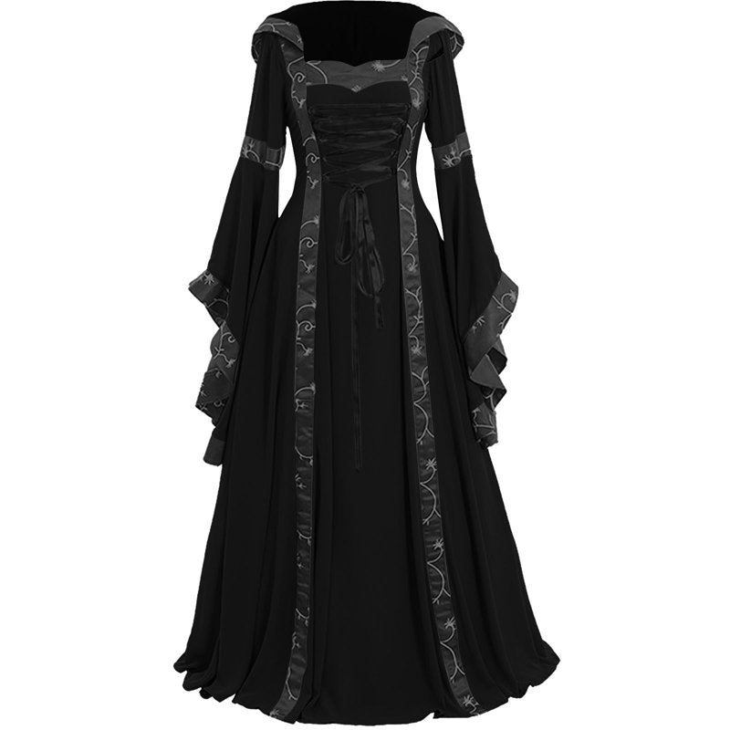 Women's Medieval Renaissance Dress Black M Costume for Festivals & Halloween