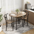 Compact 3-Piece Dining Set for 2 - Walnut Finish